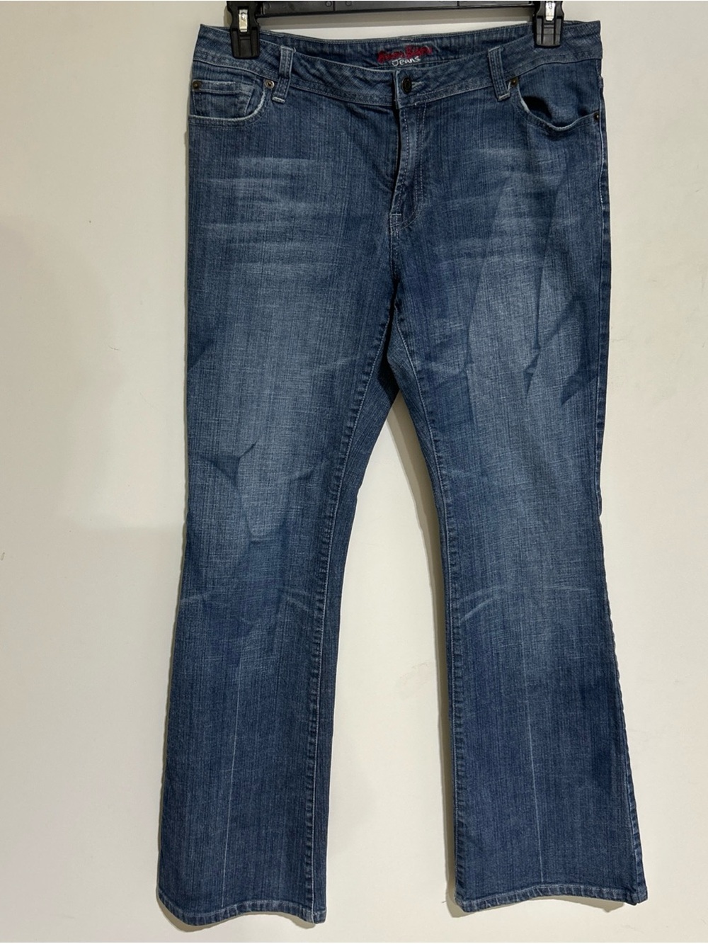 Bisou Bisou Jeans Womens 12 Blue Denim Cotton Stretch 5-Pockets flared Leg.